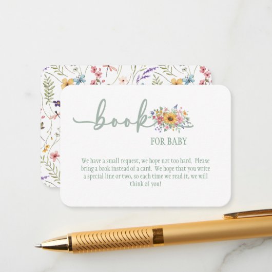 Wildflower Solid Green Baby Book for Baby Card エンクロージャーカード (正面/裏面インサイチュ)