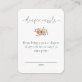 Wildflower Solid Green Baby Shower Diaper Raffle  エンクロージャーカード (正面)