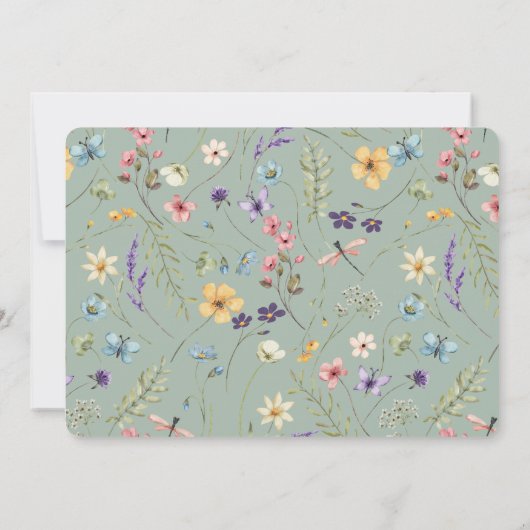 Wildflower Solid Green Shower Book Invitation 招待状 (裏面)