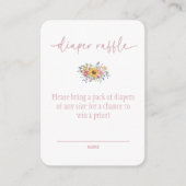 Wildflower Solid Pink Baby Shower Diaper Raffle  エンクロージャーカード (正面)