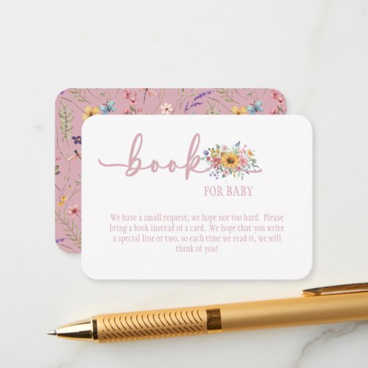 Wildflower Solid Pink Book for Baby Card エンクロージャーカード (正面/裏面インサイチュ)