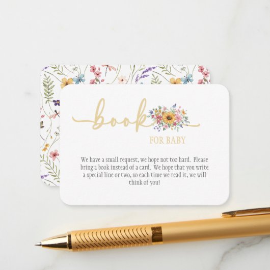 Wildflower Solid Yellow Baby Shower Book for Baby  エンクロージャーカード (正面/裏面インサイチュ)
