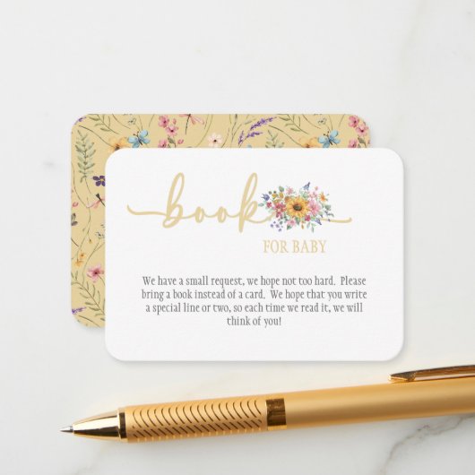 Wildflower Solid Yellow Baby Shower Book for Baby  エンクロージャーカード (正面/裏面インサイチュ)