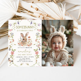 Wildflower Some Bunny Girl誕生日写真 招待状