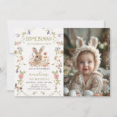 Wildflower Some Bunny Girl誕生日写真 招待状 (正面)