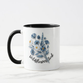 Wildflower Soul Blue Floral Art マグカップ