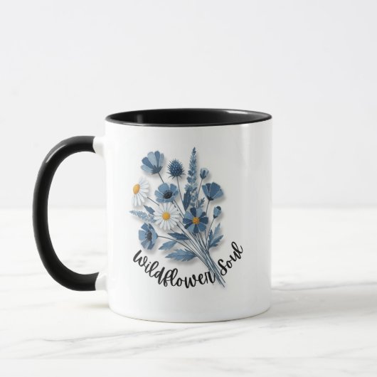 Wildflower Soul Blue Floral Art マグカップ (左)