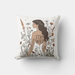Wildflower Soul – Stay Wild ラインアート クッション