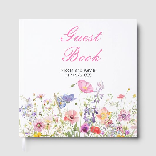 Wildflower Spring Floral Wedding Guest Book ゲストブック (正面)