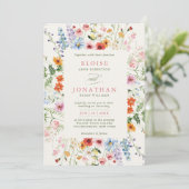 Wildflower Spring Meadow Garden Floral ウェディング 招待状 (スタンド正面)