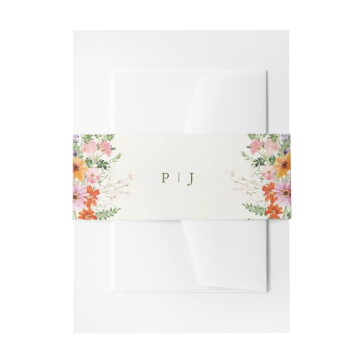 Wildflower Spring Meadow Garden Floral Wedding 招待状ベリーバンド (正面例)