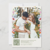Wildflower Spring Meadow Garden Photo QR ウェディング 招待状 (裏面)