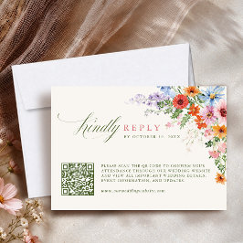 Wildflower+Spring+Meadow+Garden+QRコード+結婚式 出欠カード