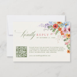 Wildflower+Spring+Meadow+Garden+QRコード+結婚式 出欠カード