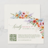 Wildflower+Spring+Meadow+Garden+QRコード+結婚式 出欠カード (正面/裏面)