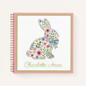 Wildflower Spring Rabbit Personalized ノートブック (正面)