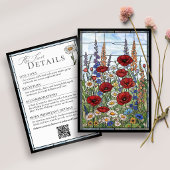 Wildflower Stained Glass Floral Wedding Details エンクロージャーカード