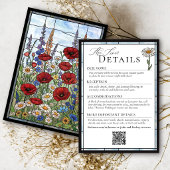 Wildflower Stained Glass Floral Wedding Details エンクロージャーカード