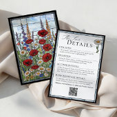 Wildflower Stained Glass Floral Wedding Details エンクロージャーカード