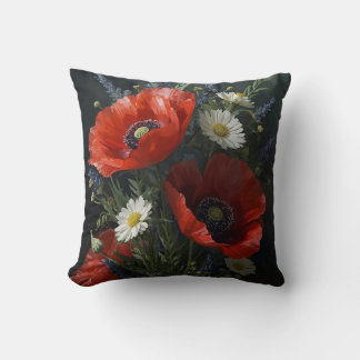 Wildflower Still Life – コテージコアスタイルの写実的な花の静物画 クッション