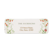 Wildflower Strawberry Return Address Label ラベル (正面)