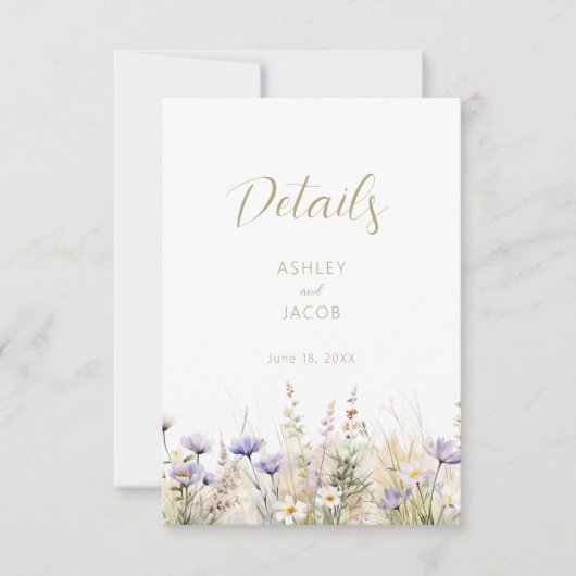 Wildflower Summer Meadow Wedding Details Card  招待状 (正面)