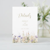 Wildflower Summer Meadow Wedding Details Card  招待状 (スタンド正面)