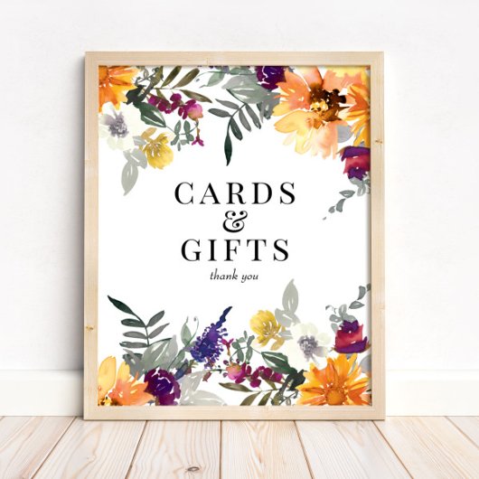 Wildflower Sunflower Cards & Gifts Sign ポスター