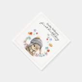 Wildflower Sweet Bunny 1st Birthday Party Napkin スタンダードカクテルナプキン (角)