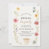 Wildflower Tea Floral QR Code Bridal Shower  招待状 (正面)