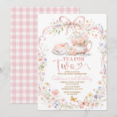 Wildflower Tea for Two Bridal Shower Invitation 招待状 (正面/裏面)