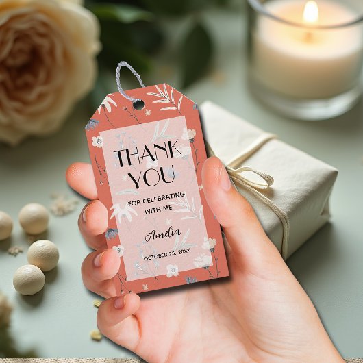 Wildflower Terracotta Baby Shower Thank You Favor ギフトタグ