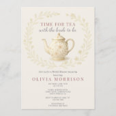 Wildflower Time for Tea QRコード ブライダルシャワー 招待状 (正面)