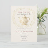 Wildflower Time for Tea QR Code Bridal Shower 招待状 (スタンド正面)