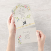 Wildflower Timeline Watercolor Wedding オールインワン招待状 (貼ってはがせる)