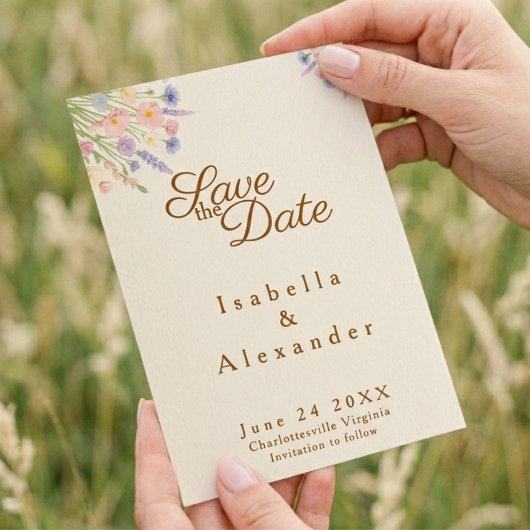 Wildflower top corner canopy Save the Date Card