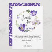 Wildflower Violet Baby Shower サンキューカード (正面/裏面)