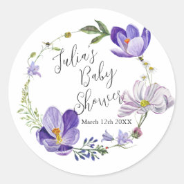 Wildflower Violet Baby Shower ラウンドシール