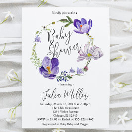 Wildflower Violet Baby Shower 招待状