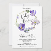 Wildflower Violet Baby Shower 招待状 (正面)