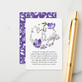Wildflower Violet Baby Shower Books for Baby エンクロージャーカード