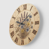 Wildflower Wall Clock - Gentle Natural Harmony ラージ壁時計 (傾斜)