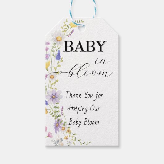 Wildflower Watercolor Baby in Bloom ギフトタグ (正面)
