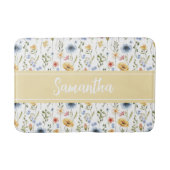 Wildflower Watercolor Boho Colorful Monogram  バスマット (正面)