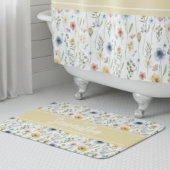 Wildflower Watercolor Boho Colorful Monogram  バスマット