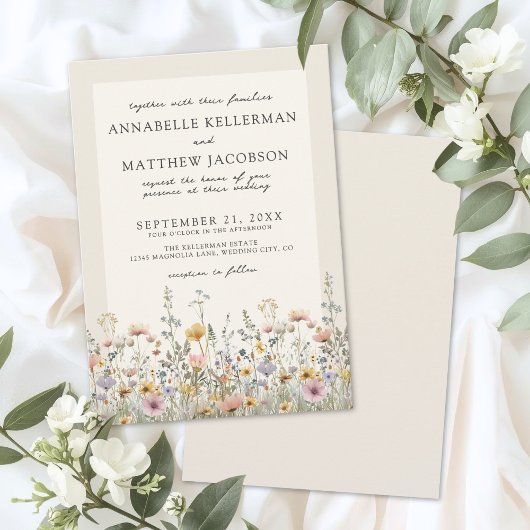 Wildflower Watercolor Boho Floral Wedding 招待状