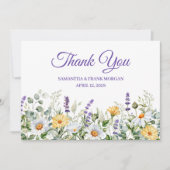 Wildflower Watercolor Border ウェディング サンキューカード (正面)