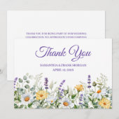 Wildflower Watercolor Border ウェディング サンキューカード (正面/裏面)