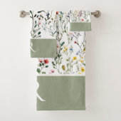 Wildflower Watercolor Botanical Monogram  バスタオルセット (インサイチュ)