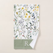Wildflower Watercolor Botanical Monogram  バスタオルセット (ハンドタオル)